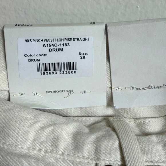 NWT Agolde 90’s Pinch Waist High Rise Straight Jeans in Color Drum Cream White - Picture 9 of 9